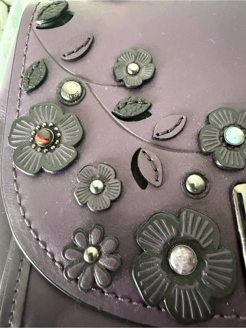 RARE Purple Coach 1941 Willow Floral Drifter Top Handle Satchel